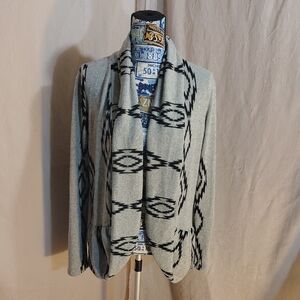 Vanilla Bay Blue and Yellow Graphic Cardigan